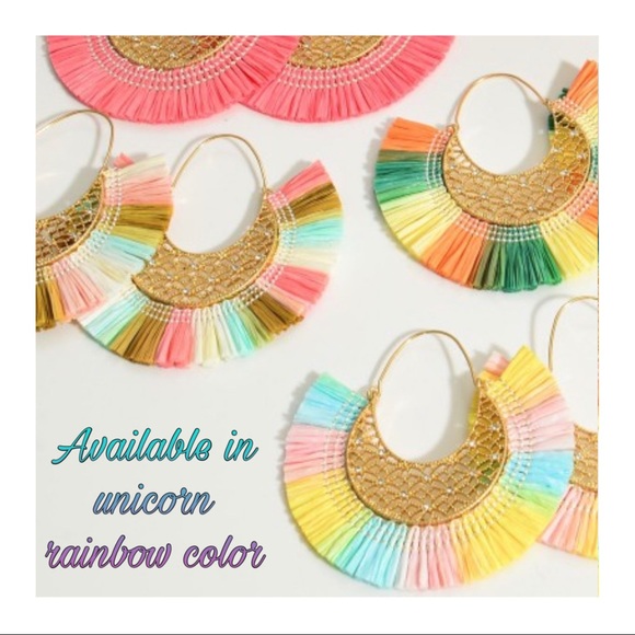 Raffia Gold Threaded Earrings - Picture 2 of 2